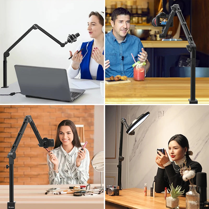 Adjustable LS24 Microphone Boom Arm Stand with DSLR Camera Holder