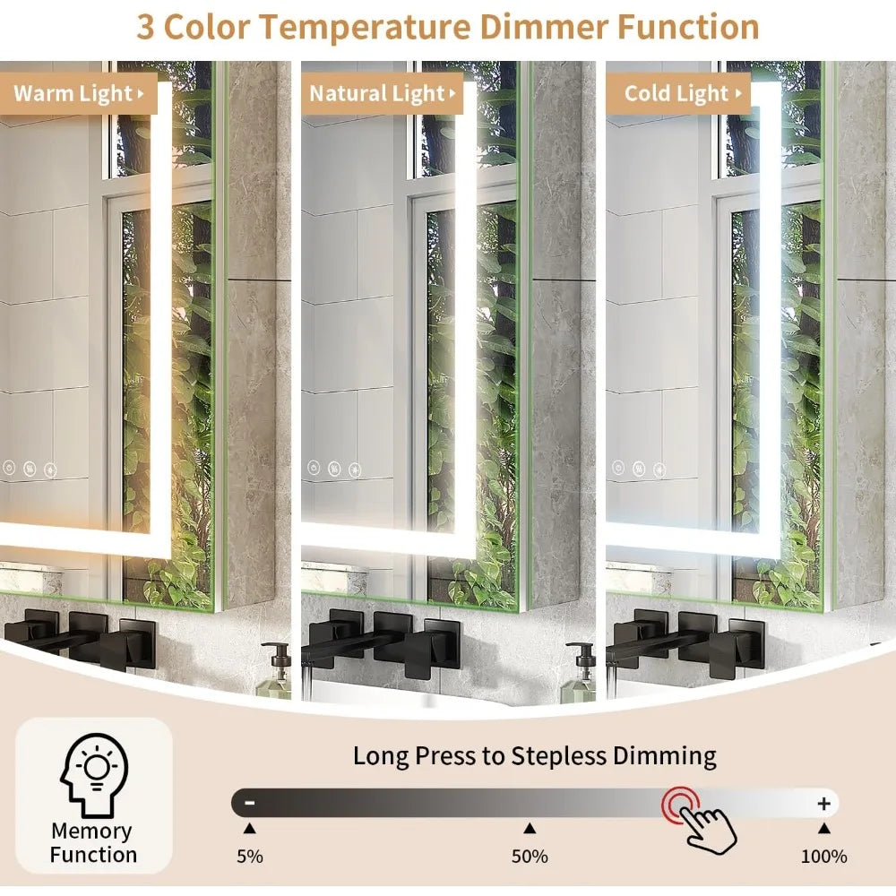 Golden Frame Wall Mount Mirror Cabinet