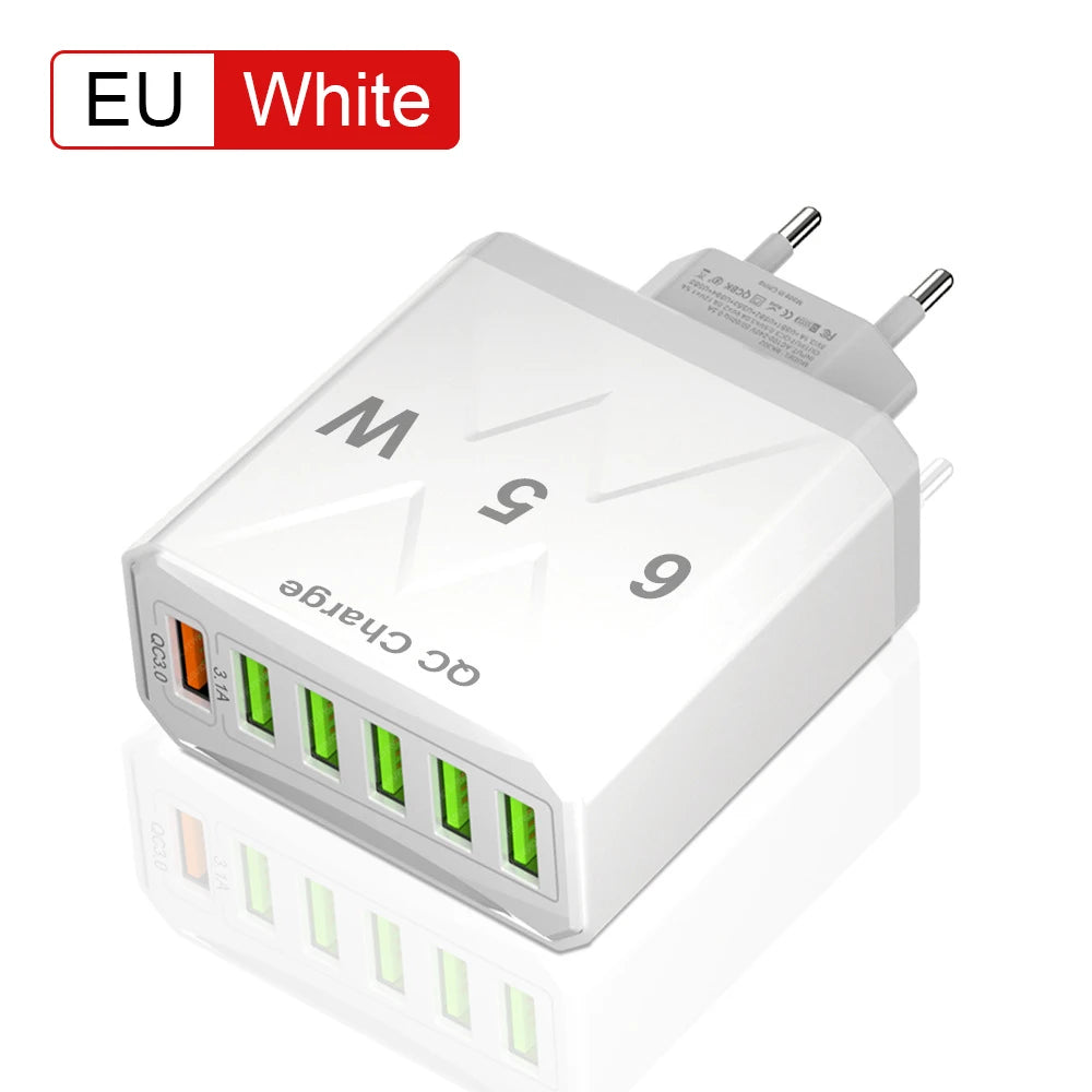 6-Port USB  Fast Charge for All Your Devices