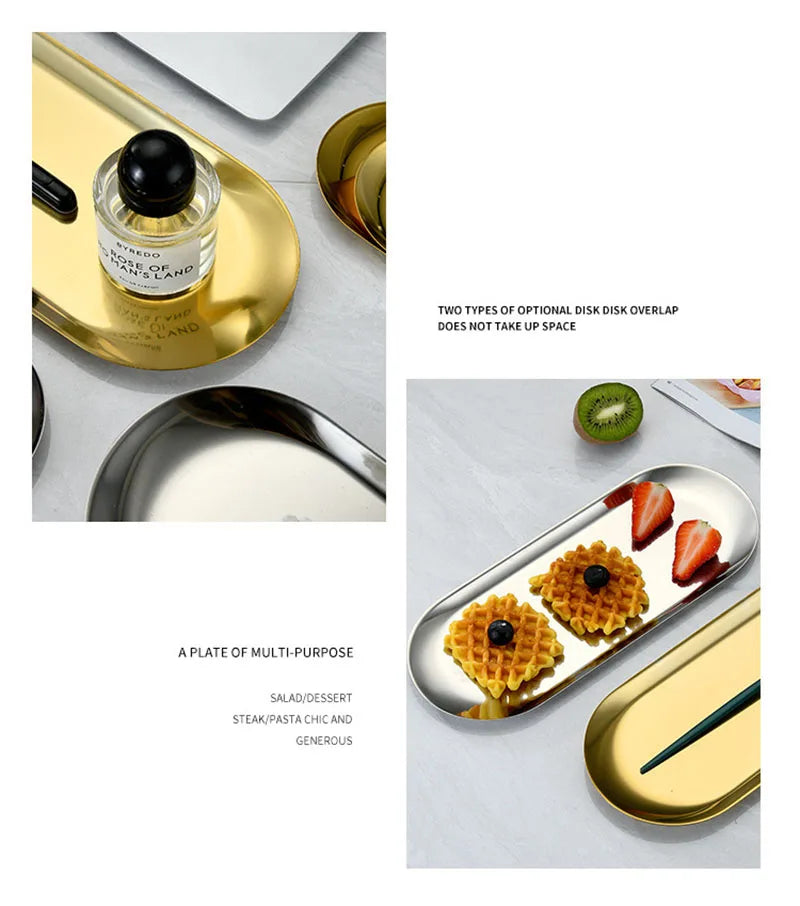 Golden Stainless Steel Tray Set