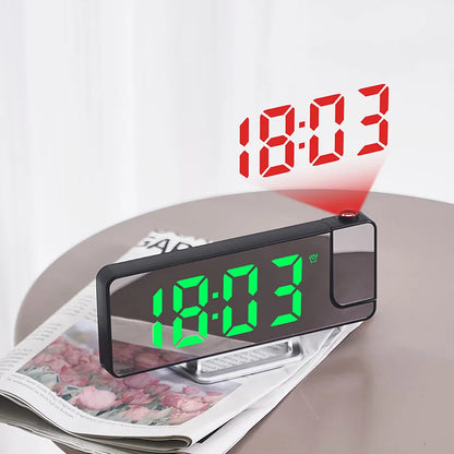 Digital Alarm Clock with 180° Rotation Projection - Temperature - Snooze