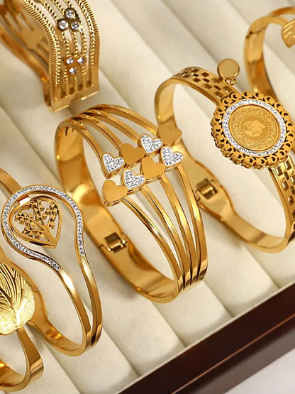 Bracelets en acier inoxydable en or 18 carats pour femmes