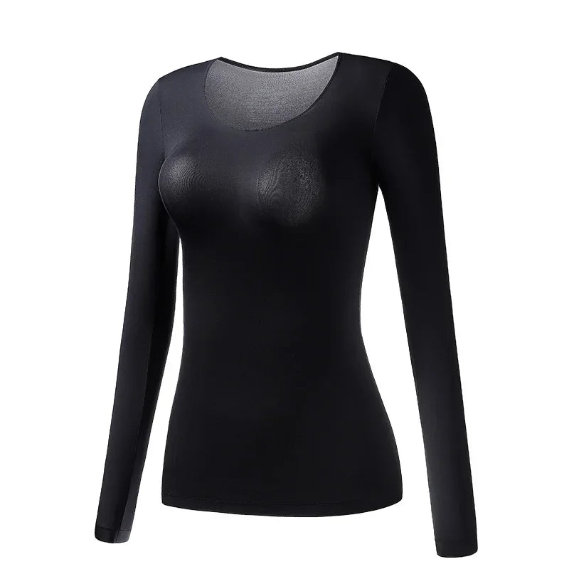 T-shirt thermique à manches longues pour femme - Couche de base d'hiver