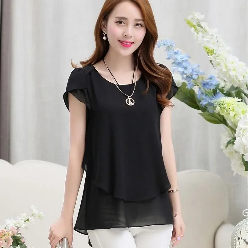 Chiffon Short Sleeve Blouse