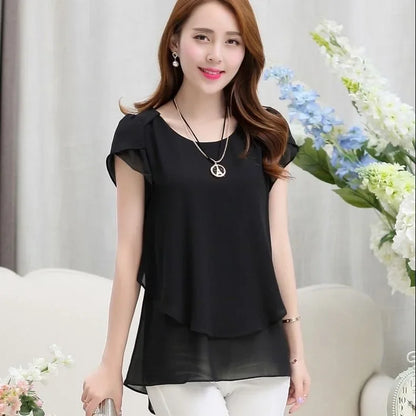 Chiffon Short Sleeve Blouse