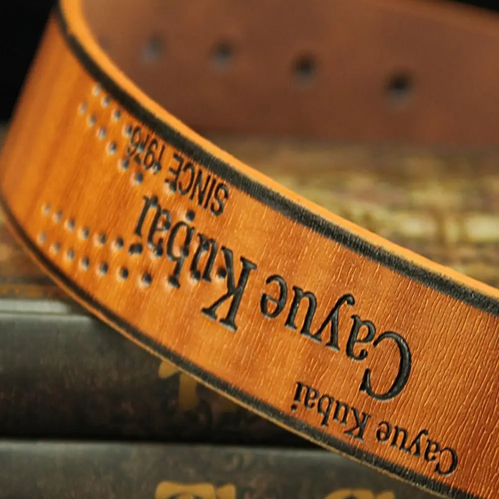 Ceinture en cuir pour homme avec boucle imprimée lettre Ceinture de cowboy Ceintures en alliage