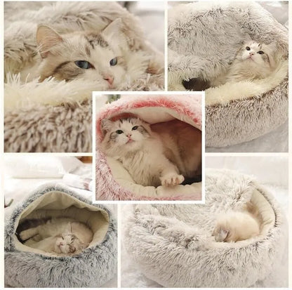 Soft Plush Pet Bed with Cover Round - Pet Mattress