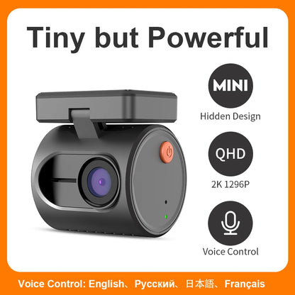 2K Mini Dash Cam with WiFi - Voice Control - Night Vision & WDR