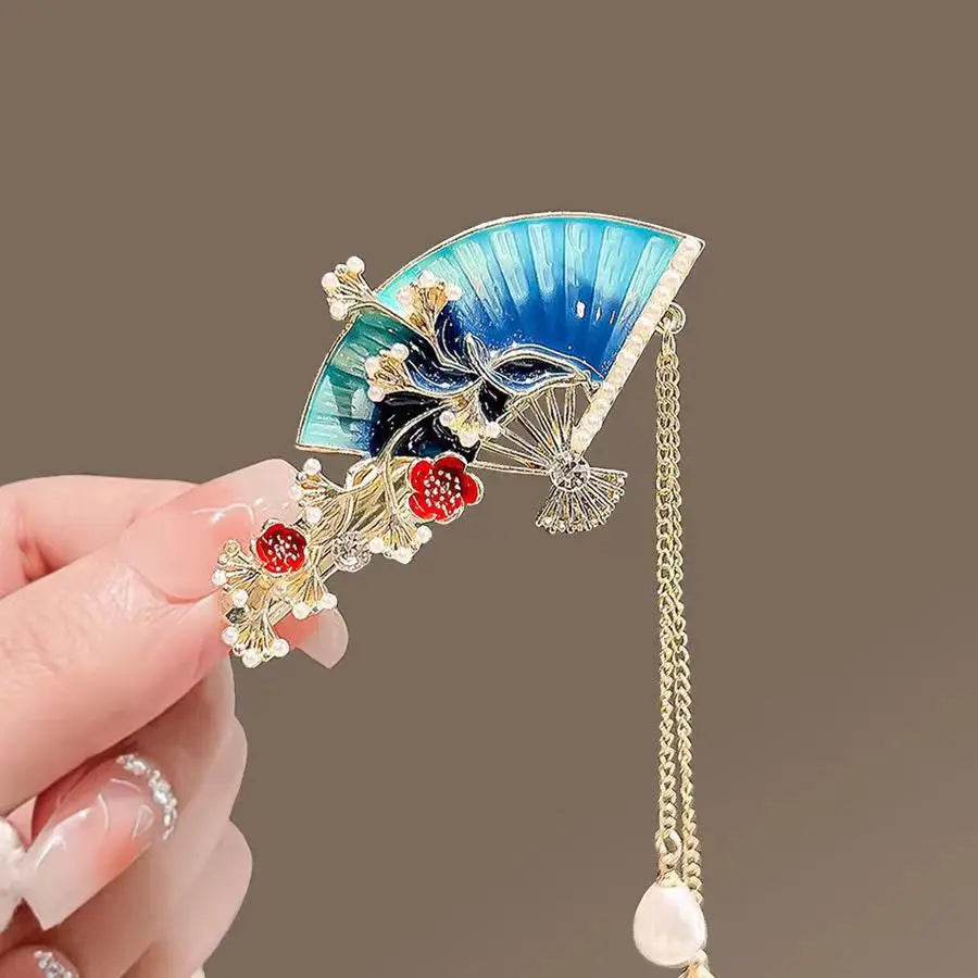 Perlen-Quasten-Blumen-Haarnadel