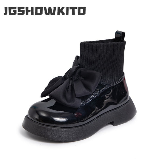 Chic Black Bow Kids' Boots & School Socks Shoes