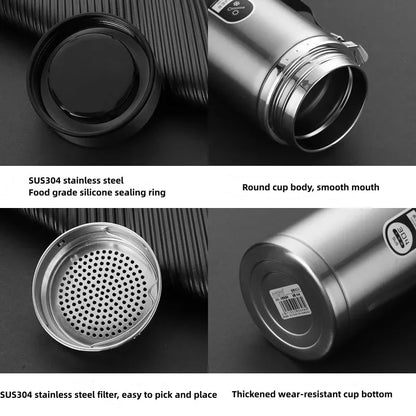 800ml-1L Stainless Steel Thermos with LED Display - Portable Vacuum Flask