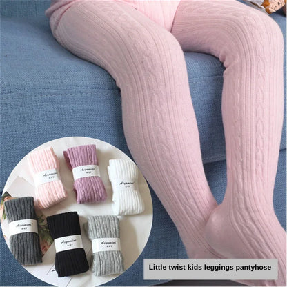 Girls Ribbed Knit Pantyhose - Spring Twist Stockings