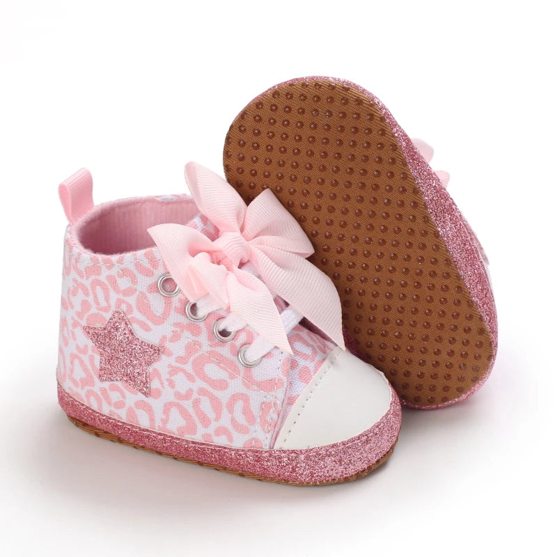 Prinzessinnen-Babyschuhe mit weicher Sohle in Rosa