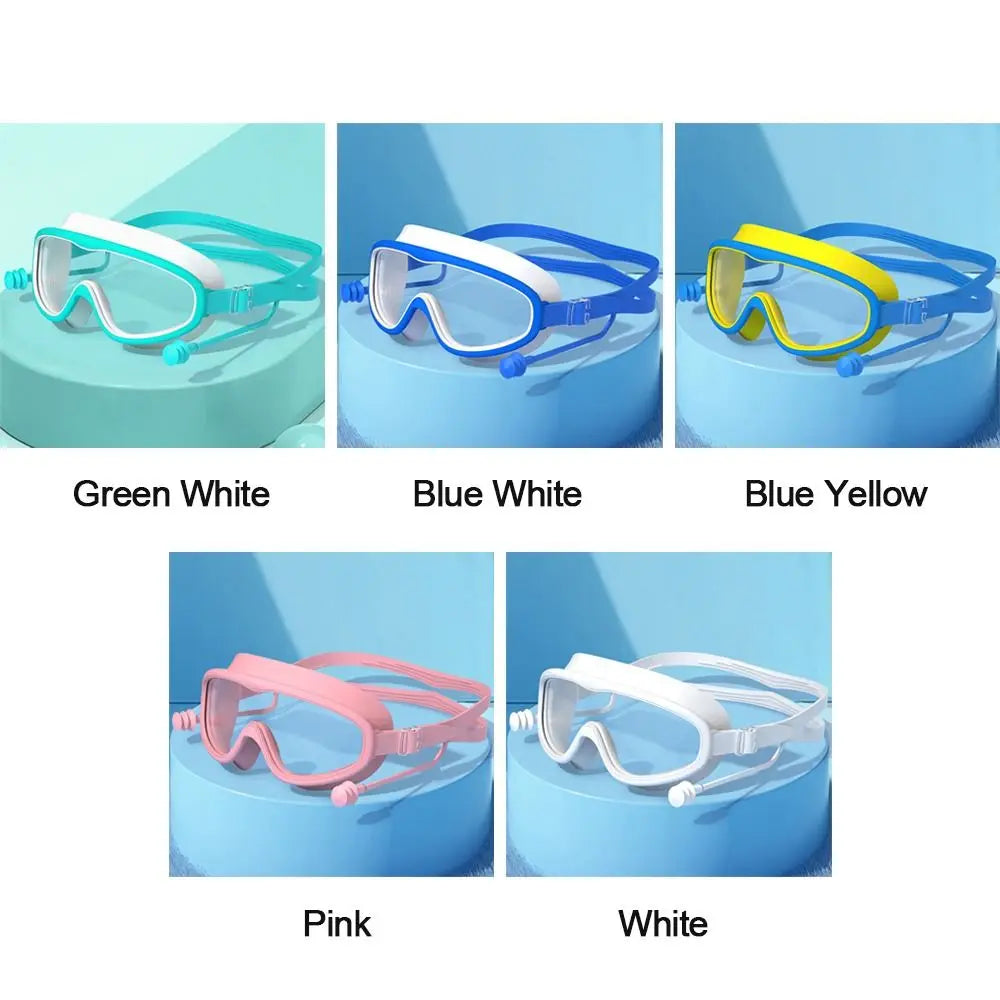 Kids Big Frame Swimming Goggles with Earplugs - Anti-fog