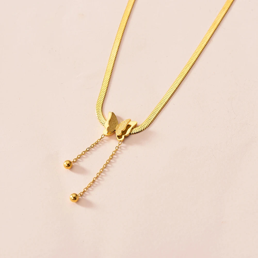 Gold Multilayer Butterfly Necklace