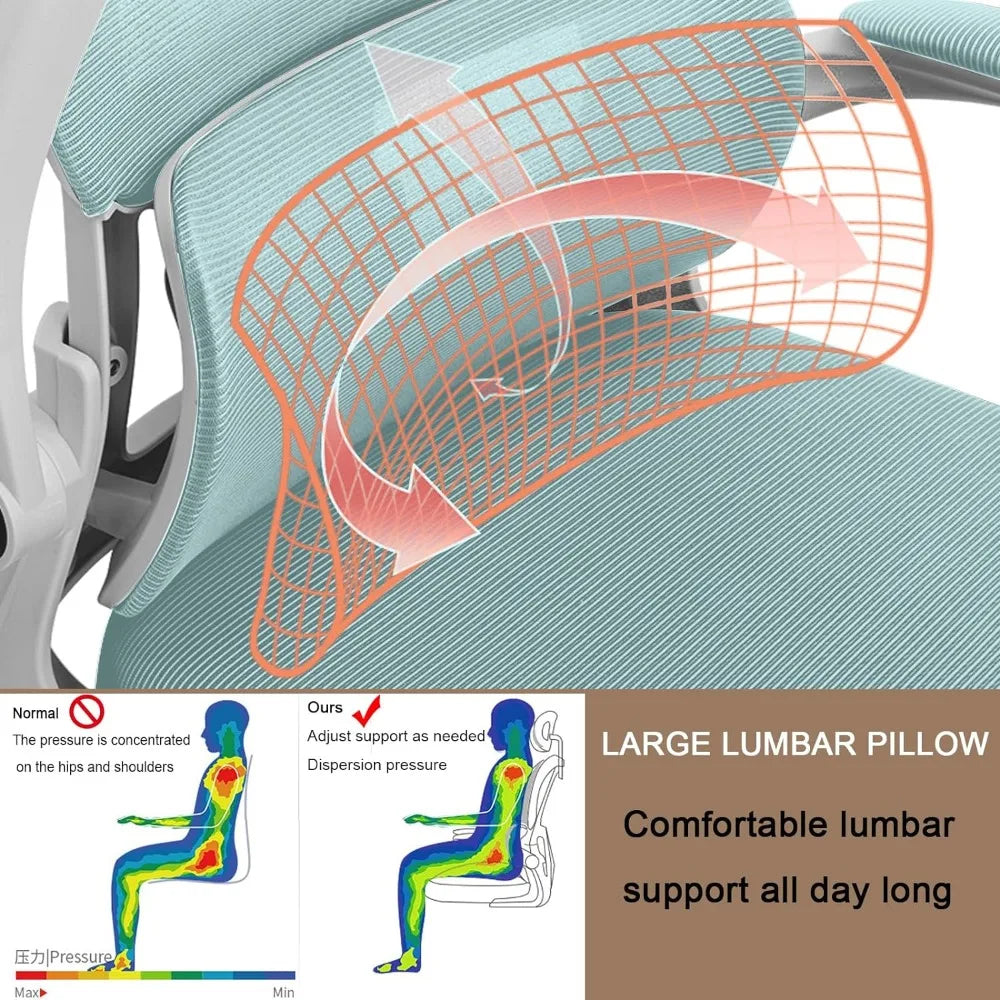 Chaise de bureau ergonomique à dossier haut avec soutien lombaire