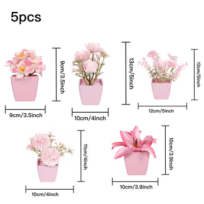 Home Decor Set - 3 Pots Floral Simulation