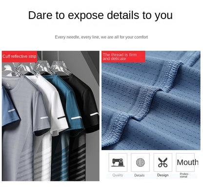 Men's Short Seleve Quick Dry Ice Silk Sport Running T-Shirts