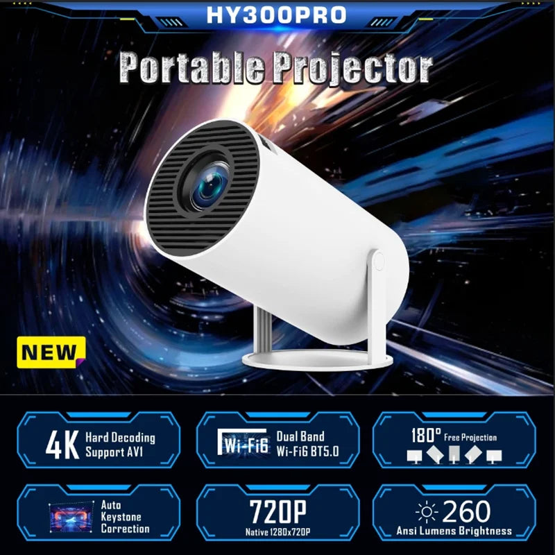 4K Android 11 Projektor Dual WiFi6 260ANSI HD Tragbarer