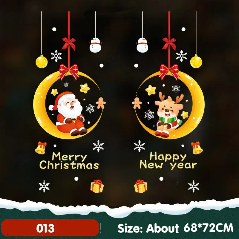 Joyful Christmas Stickers Santa, Snowman, Tree Decorations for Home