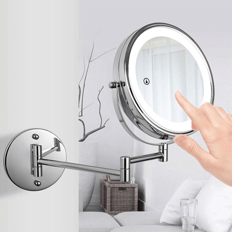 Matte Black LED Dual Face Makeup Mirror