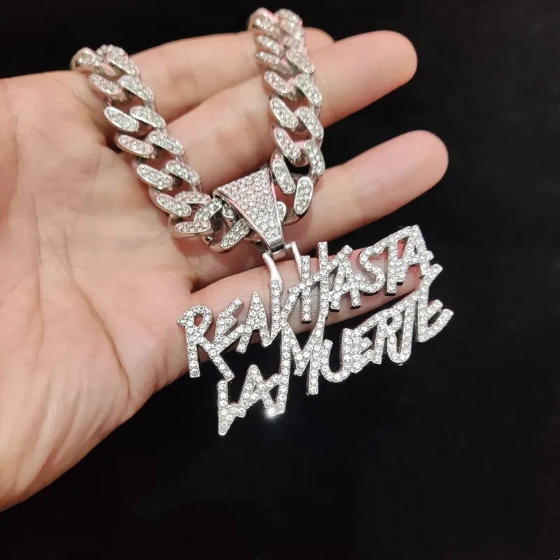 Collier avec pendentif lettre Hip Hop pour hommes et femmes