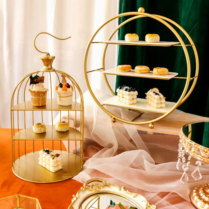 Handicraft Gold Wedding Cake Stand