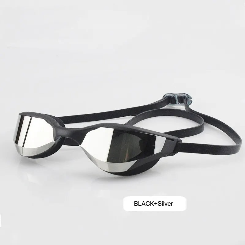 Wasserdichte und beschlagfreie Racing-Schwimmbrille – Cool versilbert für Männer und Frauen