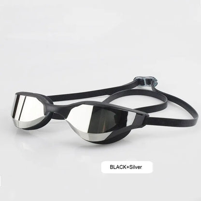 Wasserdichte und beschlagfreie Racing-Schwimmbrille – Cool versilbert für Männer und Frauen