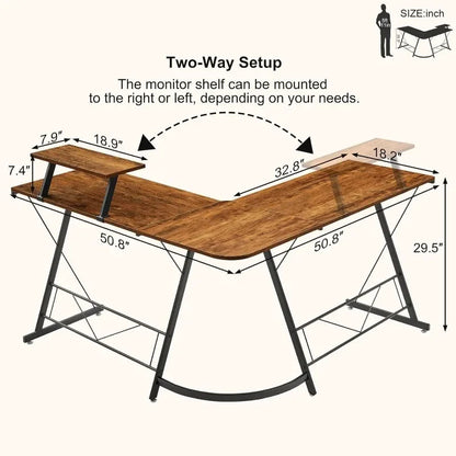 L-Shape Home Office Desk with Storage