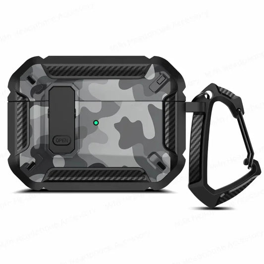 Camouflage Gray Secure Lock AirPods Case