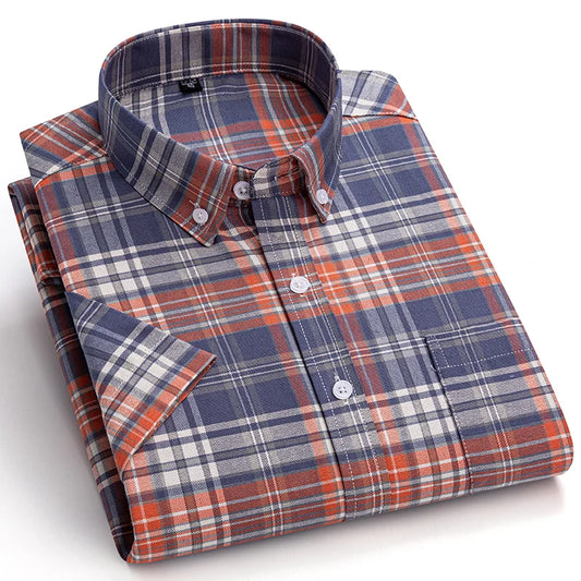 Chemise à carreaux à manches longues pour hommes, coupe slim