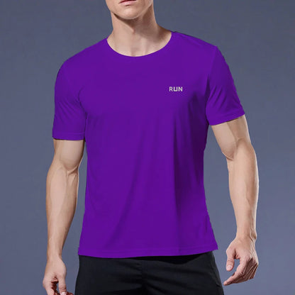 T-shirt de sport à manches courtes pour hommes, course à pied et entraînement de gymnastique