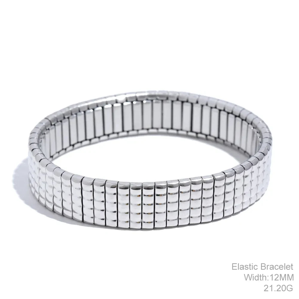 Bracelet jonc élastique en perles d'or fait à la main pour femme