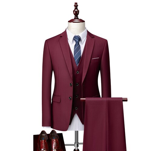 Men's 12 Color High Quality Cotton 3-Piece Suit