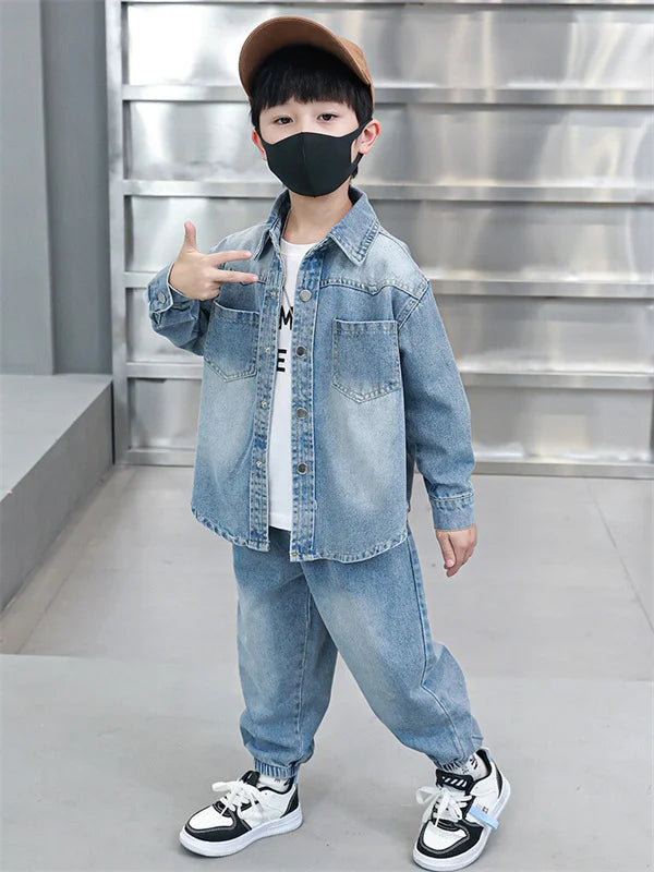 Boys Denim Jacket & Casual Outfit Set