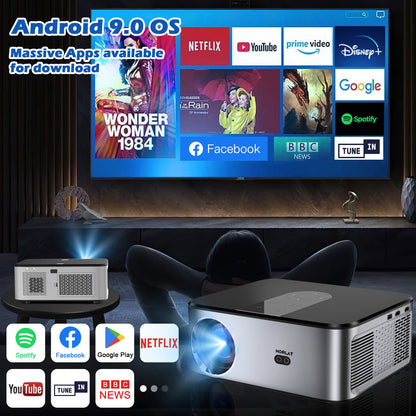 21000 Lumens 4K LED Projector 800 ANSI Full HD 5G WiFi