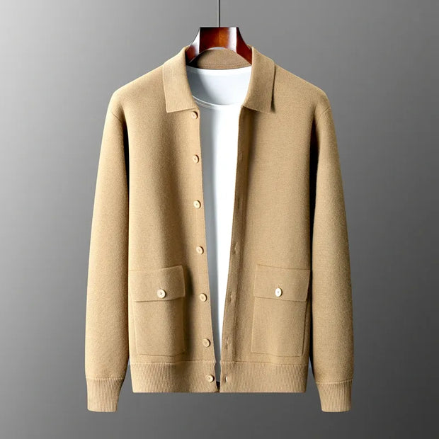 Merino Wool Men's Lapel Cardigan Jacket