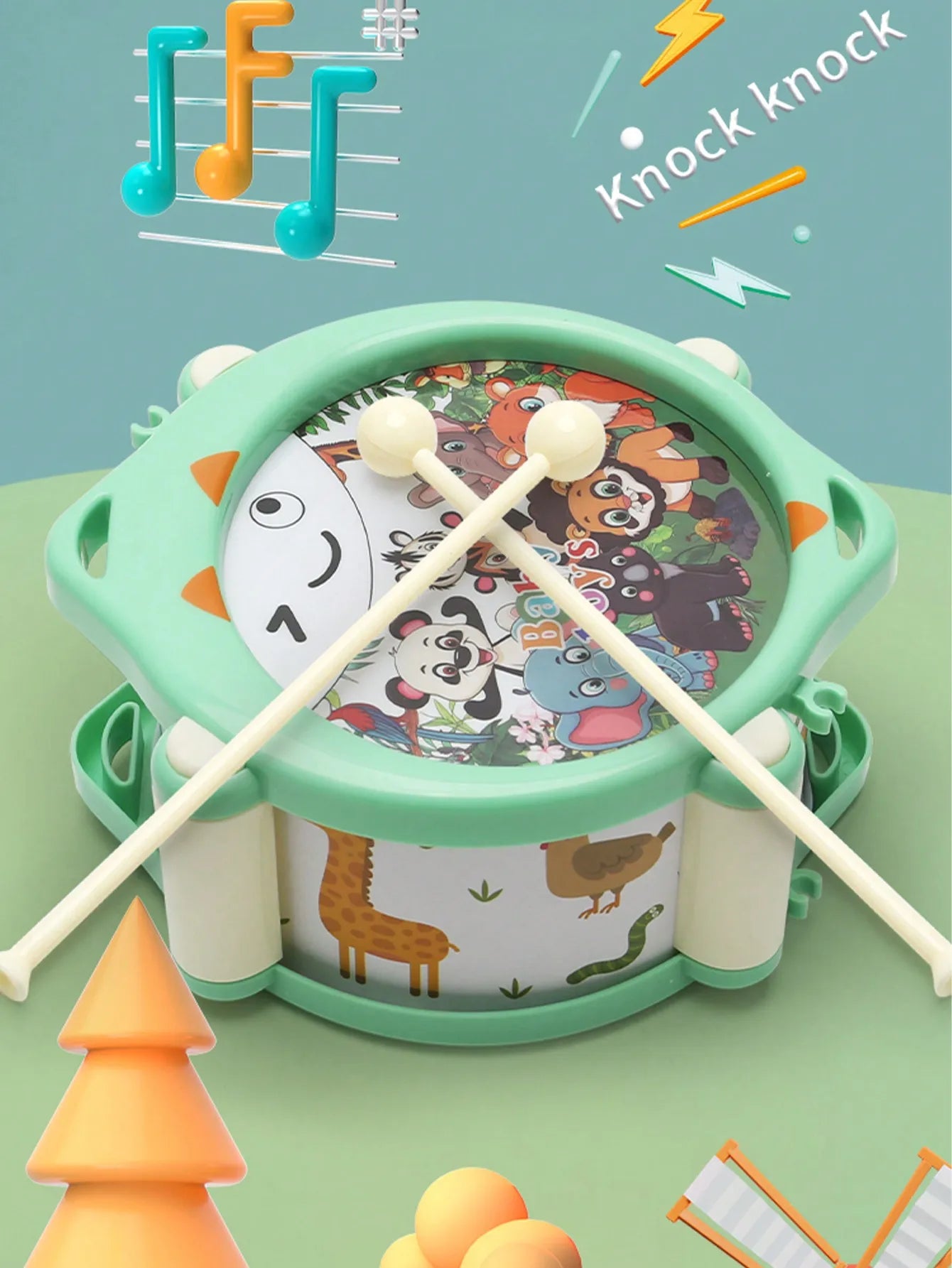 Un ensemble de jouets pour enfants, tambour et trompette