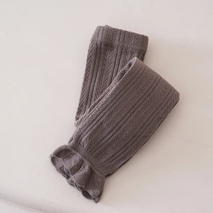 Leggings chauds en coton pour filles - Motif floral en dentelle 