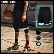 Knee Length Basketball Shorts Men Striped Loose