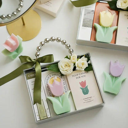 Bougies d'aromathérapie à la fleur de tulipe - Décoration de chambre esthétique