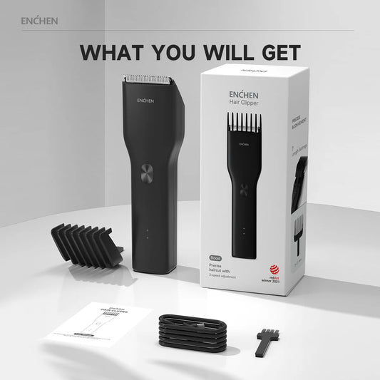 Men's Electric Hair Clipper Cordless Type-C Fast Charging Ceramic Haircut Machine Hair Trimmer