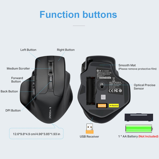 Wireless Gaming Mouse for Big Hands