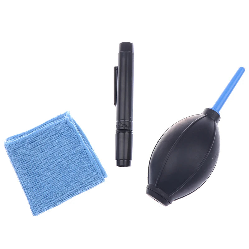 Kit de nettoyage pour appareil photo – Brosse/stylo/lingettes et souffleur d'air.