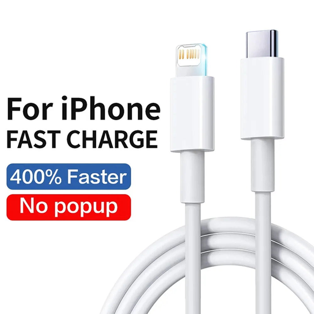 Chargeur rapide PD 30 W : câble USB d'origine Apple pour iPhone 14 à 11 Pro Max