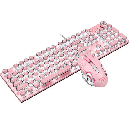 Rosa mechanisches Tastatur- und Mausset