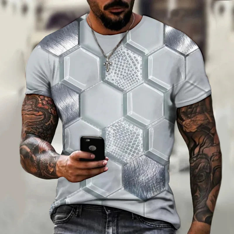 Men's 3D Hip Hop O-neck Oversized Tee