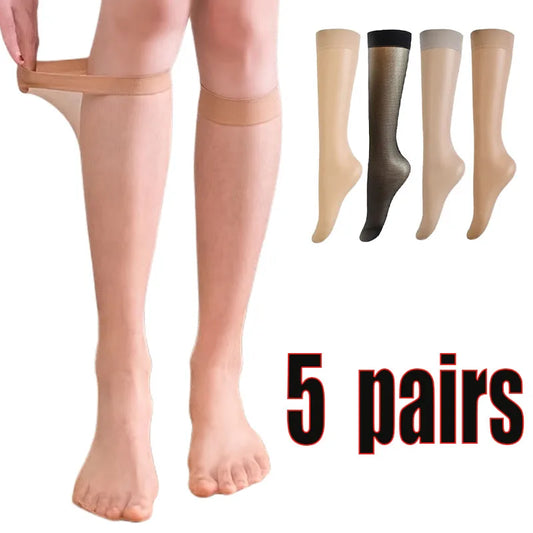 5 Pairs Ultra-Thin Nylon Transparent Knee Socks