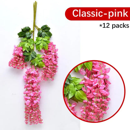 Künstliche Glyzinien-Girlande zum Aufhängen, Rot, 12 Stück